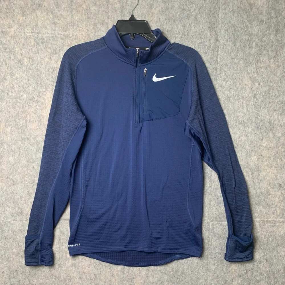 Nike Men Size Medium‎ Therma Sphere Element Long Sleeve Running Top Blue