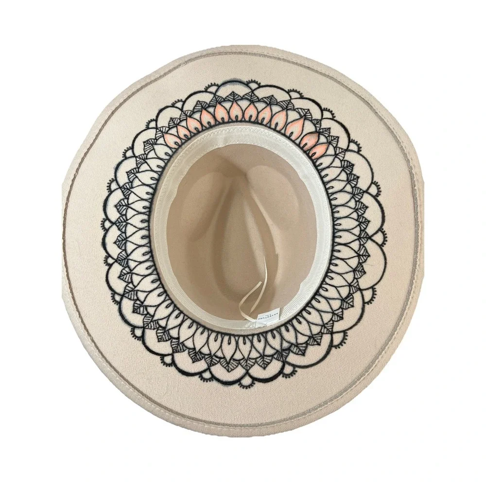 Women's belt hat hand-painted‎ beige
