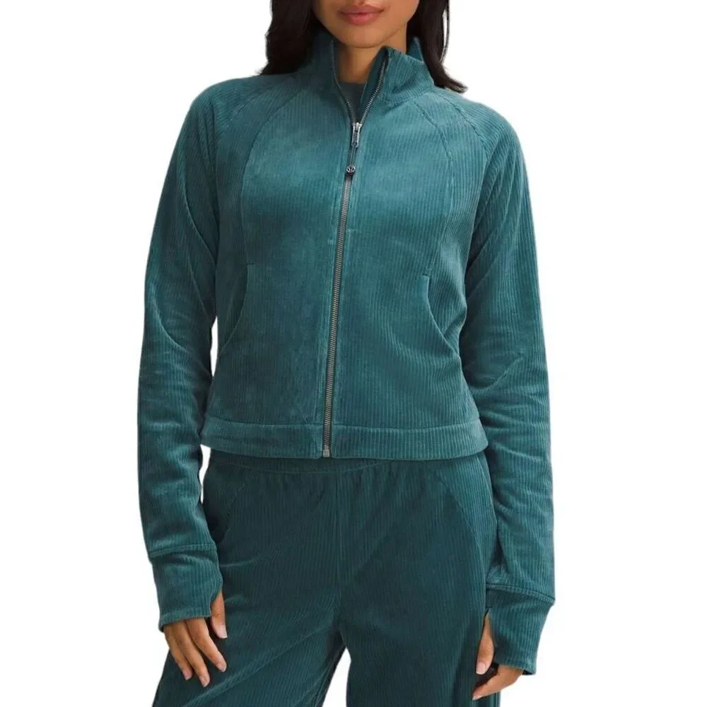 Lululemon Scuba Track Jacket *Velvet Cord Storm Teal