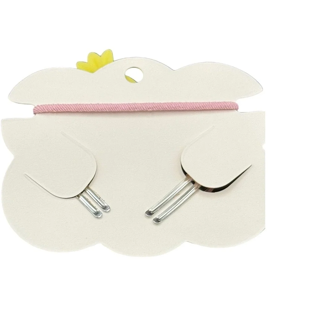 Kids Pineapple Hair Accessory Set Pink Elastic Tie and Two Alligator Clips