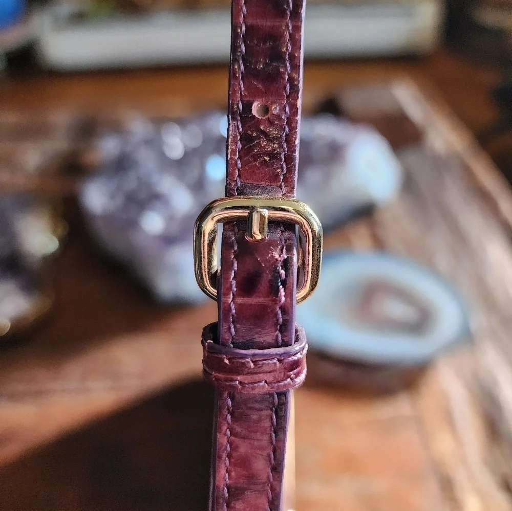 Charles David Purple Leather with Gold hardware Purse - Animal Embossed Print