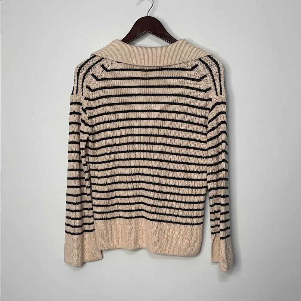 J. Crew Relaxed collared sweater in stripe XS