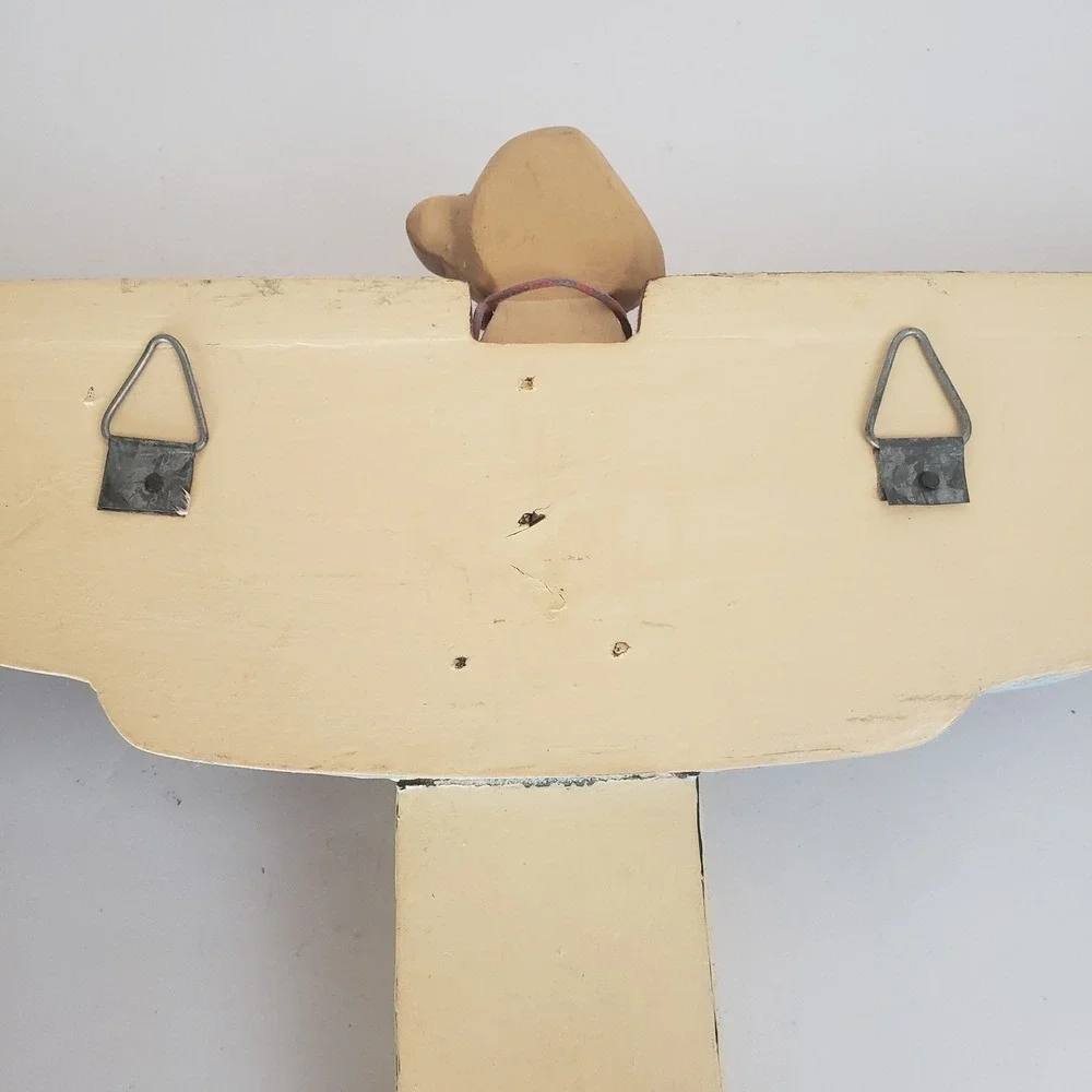 VTG Praying Angel Wood Wall Shelf Hand Painted Folk Art 17