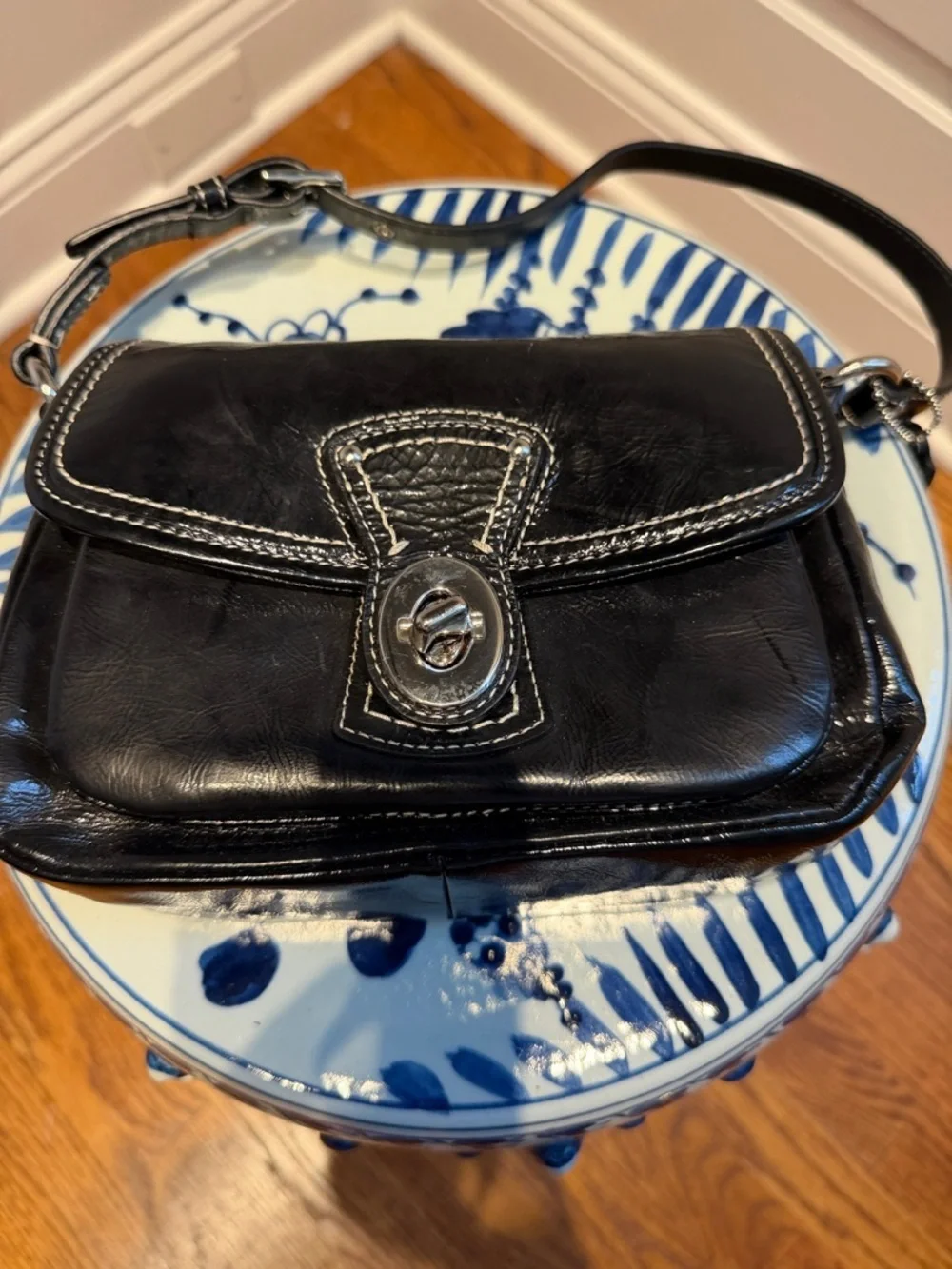 Coach Black Patent Leather Legacy Flap Bag