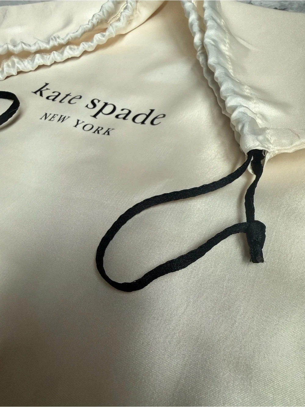 kate spade New York Cream Satin Drawstring Dust Bag