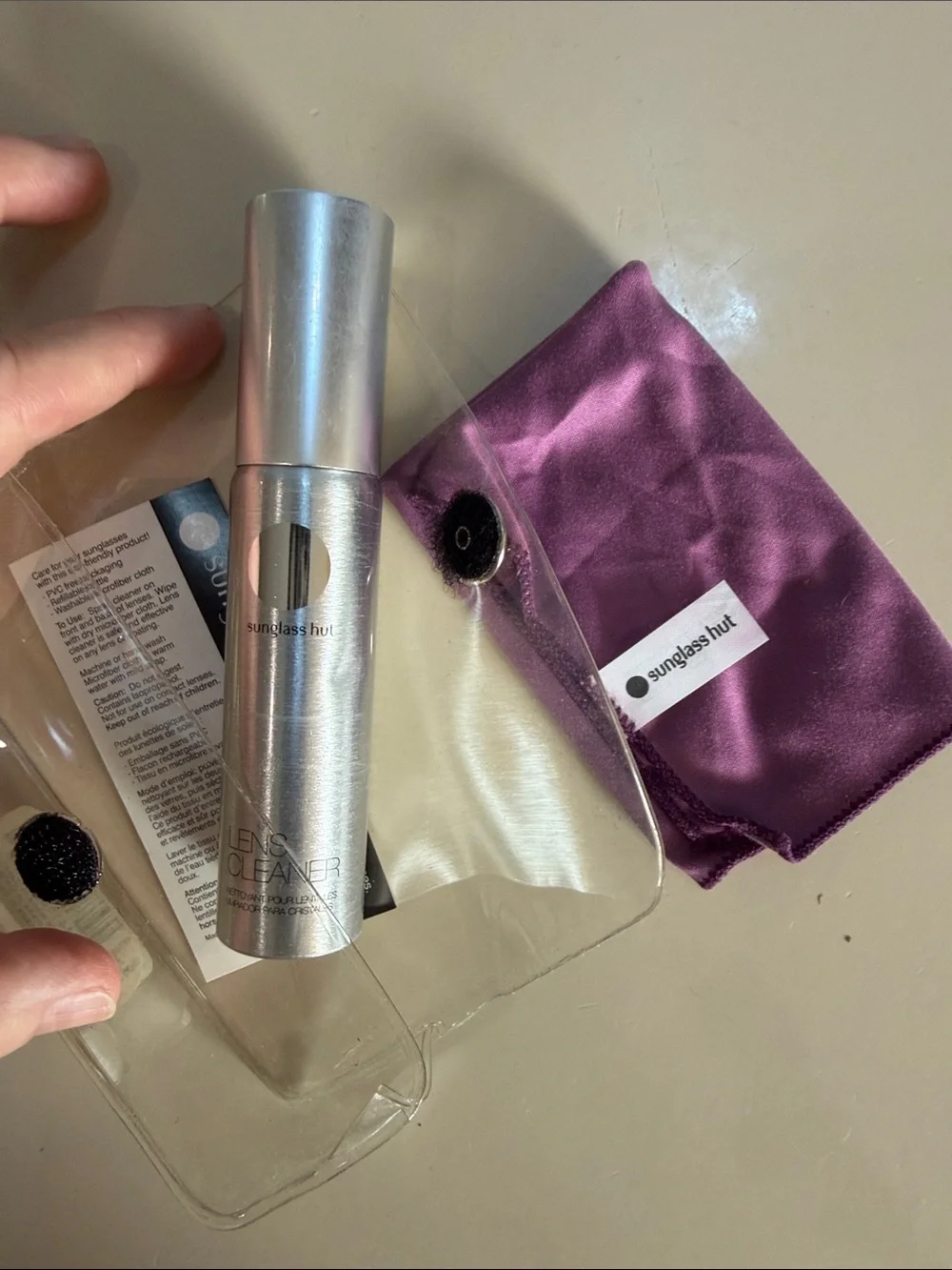 *bundle item* Silver Lens Cleaner Spray with Purple Microfiber Pouch