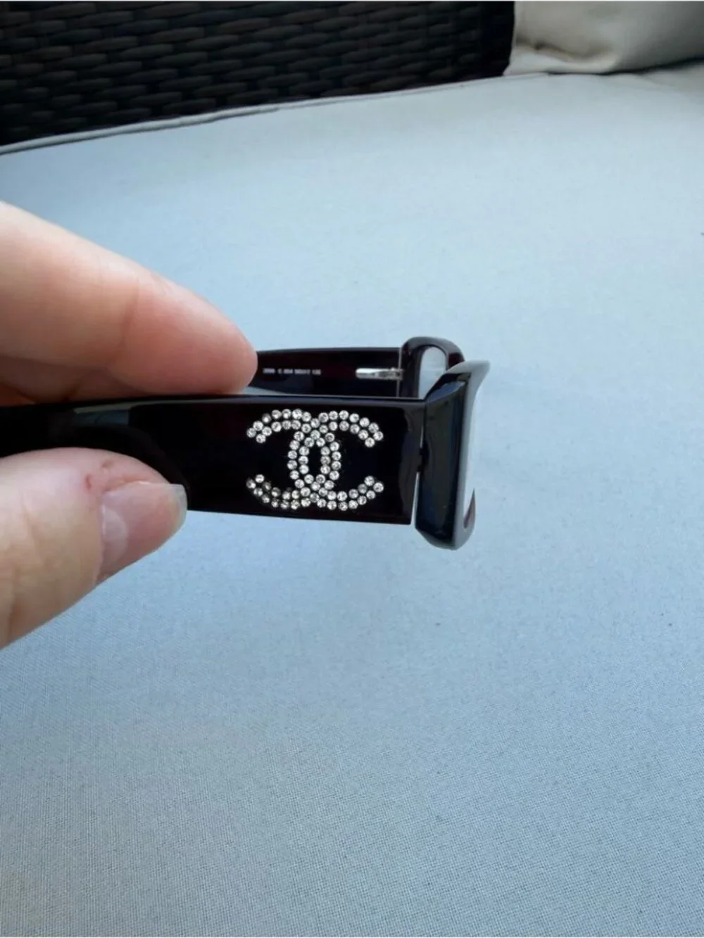 CHANEL Rectangular Crystal CC Logo Glasses in Deep Burgundy