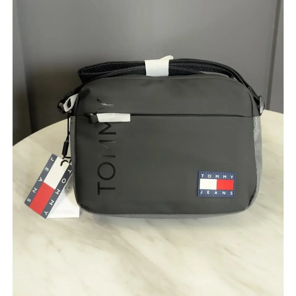 Tommy Jeans Black Shoulder Bag Zip Closure Adjustable Strap Men's Solid