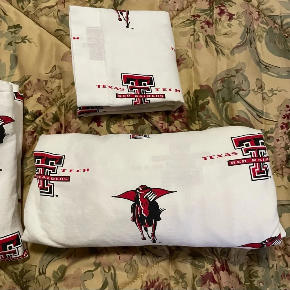 Texas Tech Red Raiders Twin Size Sheet Set! Flat Fitted Pillow‎ Case