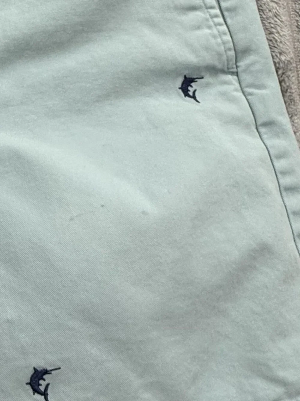 J.Crew Blue Marlin Chino Shorts Mens 31 Teal Embroidered Coastal Preppy Summer