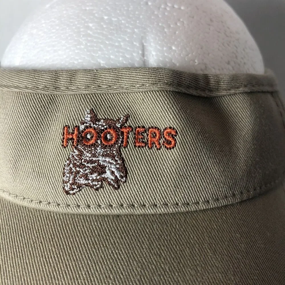 Hooters Visor Hat Strapback American Needle Adjust Tan Chicago Restaurant Owl C3