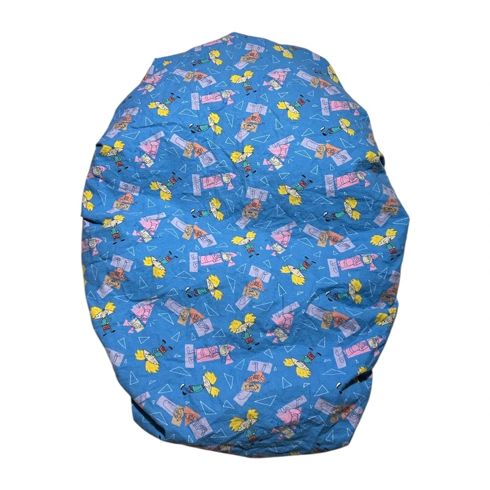 Vintage Nickelodeon Hey Arnold Fitted Crib Sheet Blue Cartoon Toddler Bedding