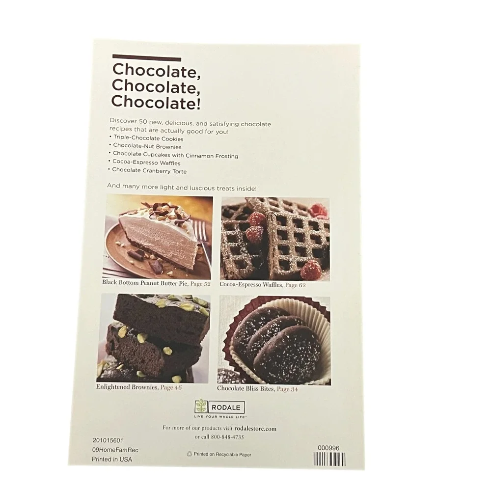 Prevention‎ Light & Luscious Chocolate Treats Cookbook 50 Healthy Recipes Baking