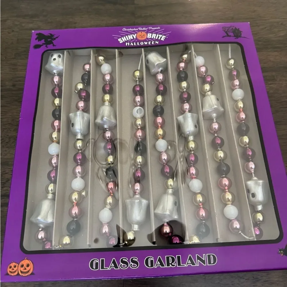 Christopher Radko Ghost Halloween Fall Shiny Brite Vintage Garland Purple