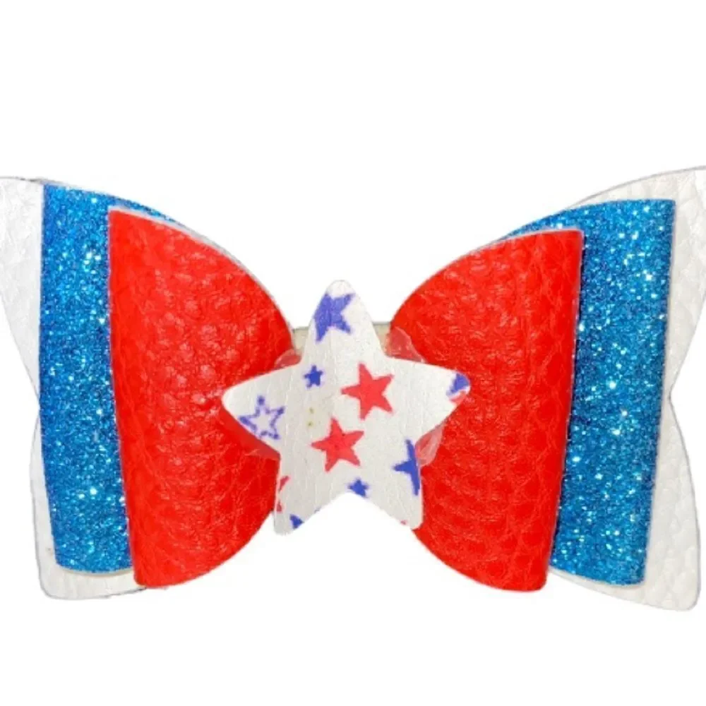 ⭐️5/$10⭐️ Red, White, and Blue Faux Leather Hair Bow