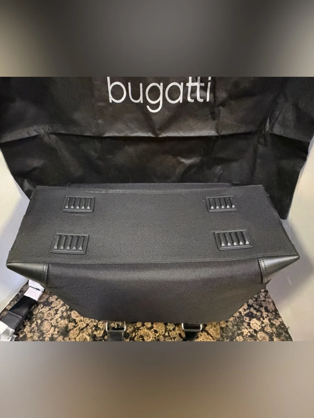 NWT Bugatti Isle of Man Black Ballistic Nylon Duffel Bag Travel Weekender