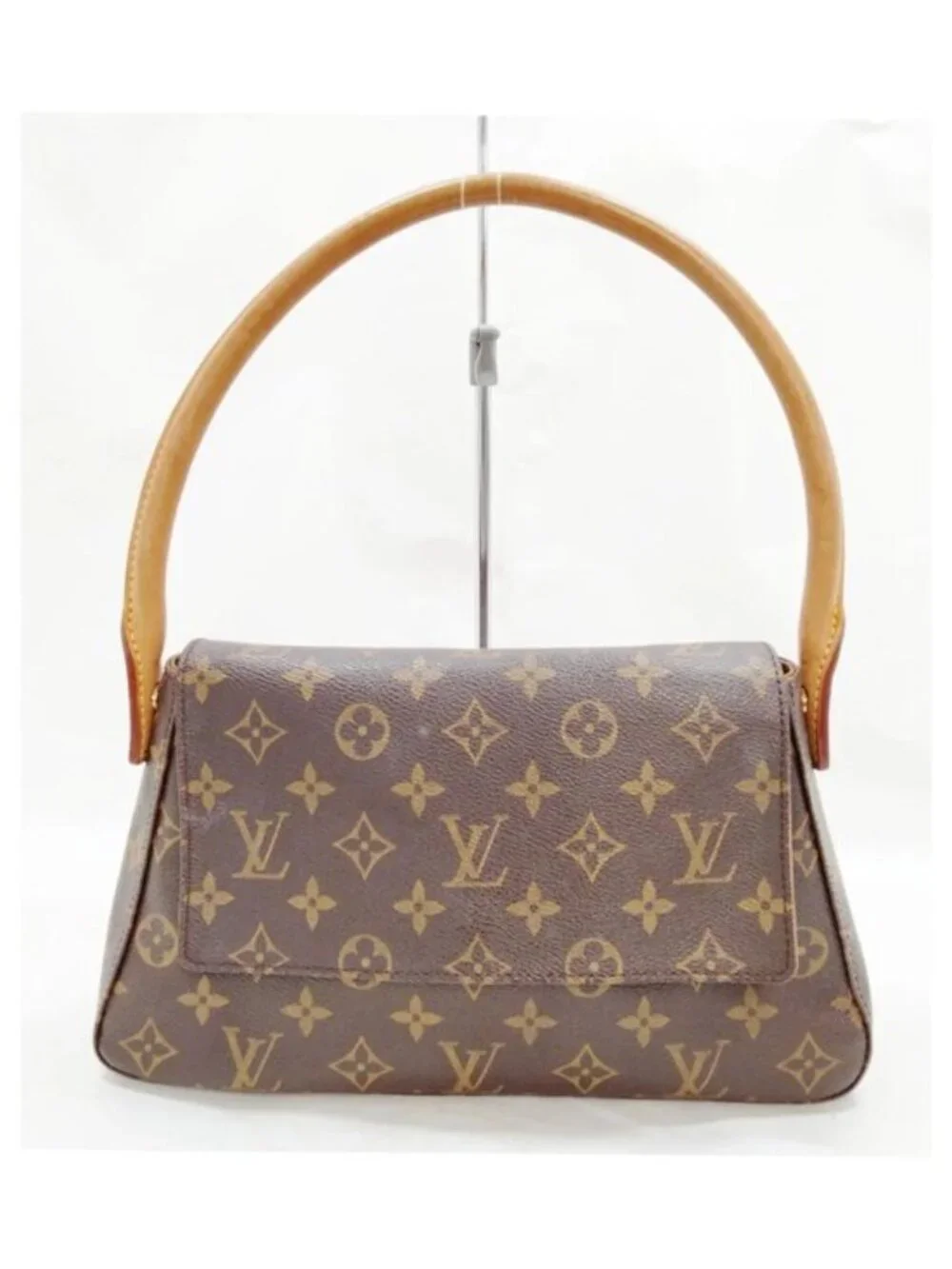 Authentic Louis Vuitton Monogram Looping PM Shoulder Bag Brown Canvas Leather LV