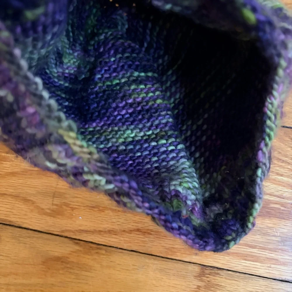 Multicolor Knit Beanie‎ Handmade homemade purple green