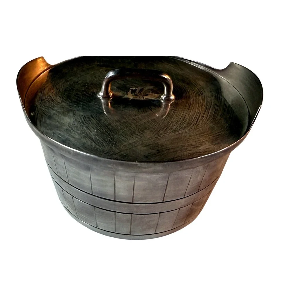 Gorham Ice‎ Bucket Silverplate YC348 Silver MCM Vintage Barrel Style Lid Handle