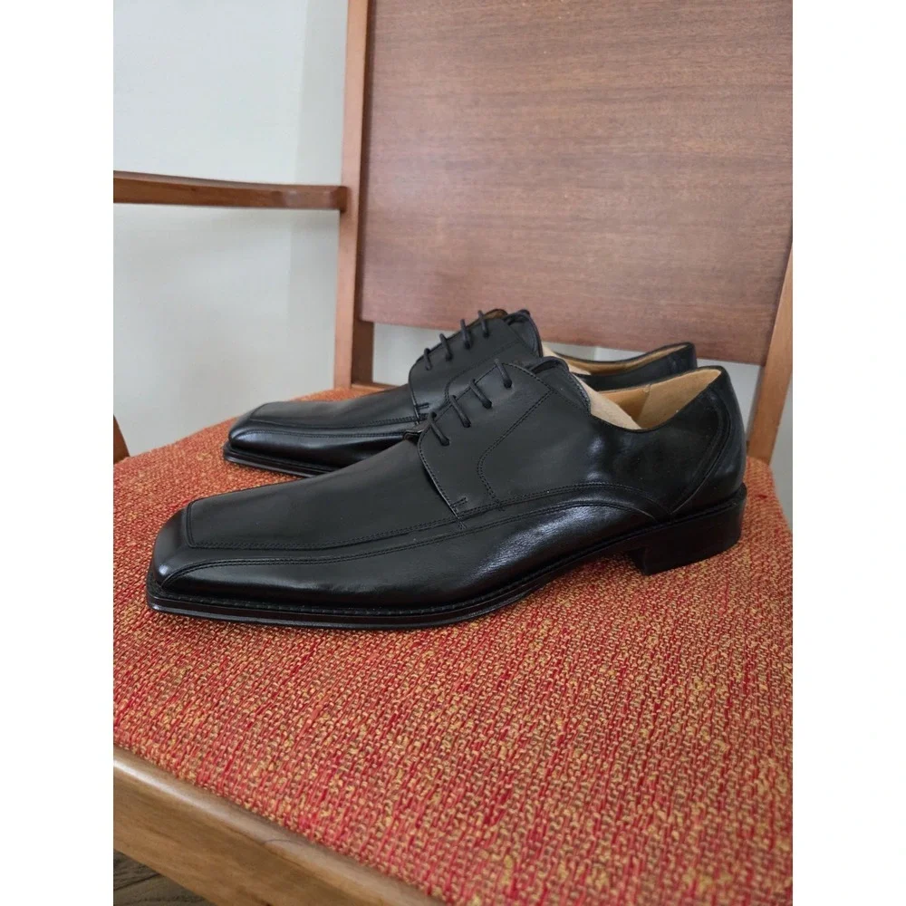 Mezlan Square Toe Derby Dress Shoes Men's 13m Made In Spain Black Old Money‎