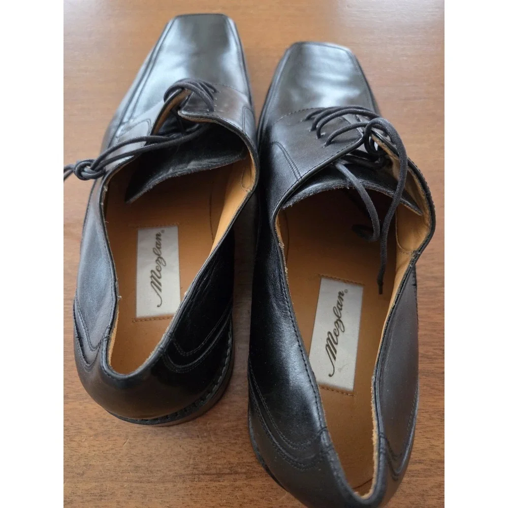 Mezlan Square Toe Derby Dress Shoes Men's 13m Made In Spain Black Old Money‎