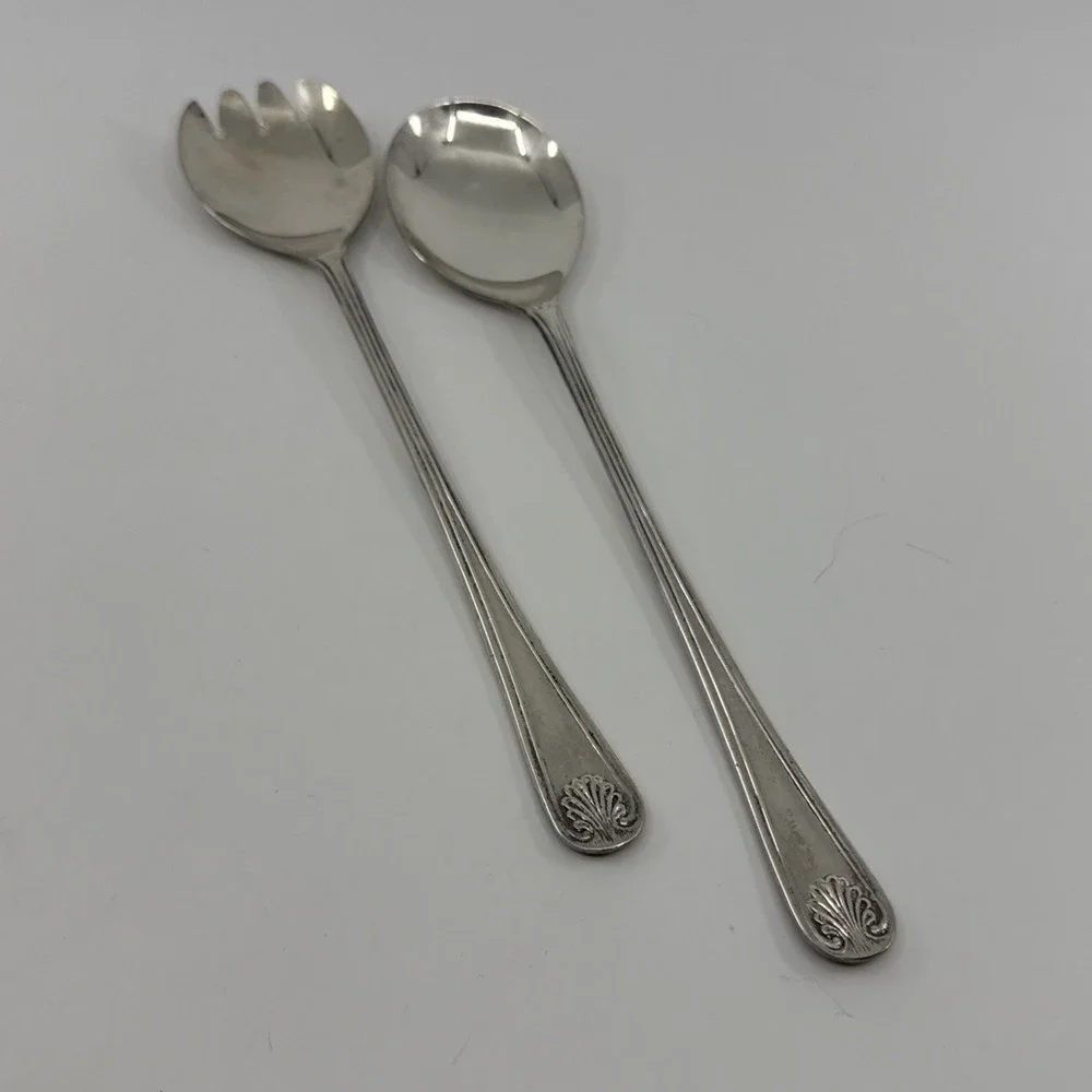 WA Sheffield England Salad‎ Servers Spoon Fork Serving Set Utensils 9.5