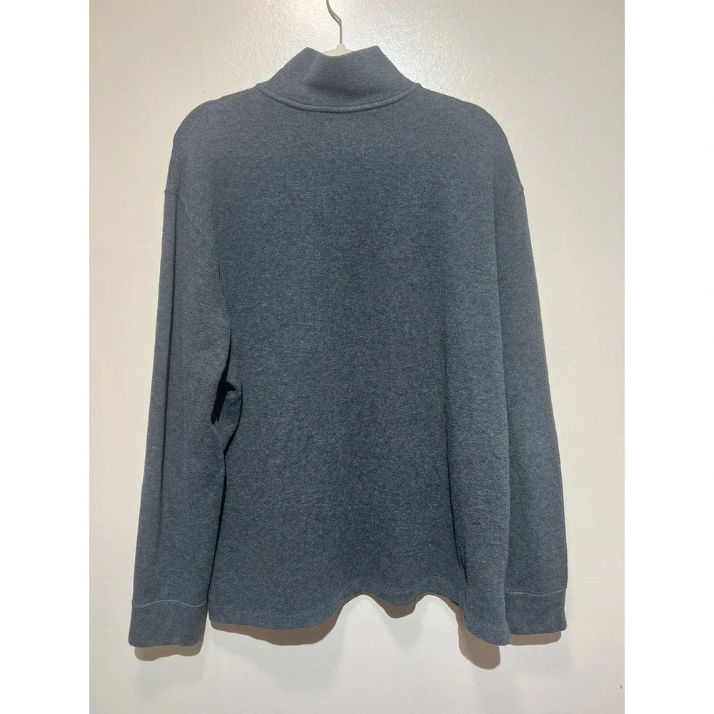 Polo Ralph Lauren Mens‎ Charcoal Cotton Long Sleeve Pullover Sweater 1/4 zip XL