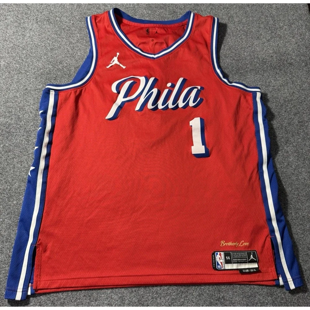 Jordan Philadelphia 76ers James Harden NBA Statement Jersey Red Men's Size‎ XXL