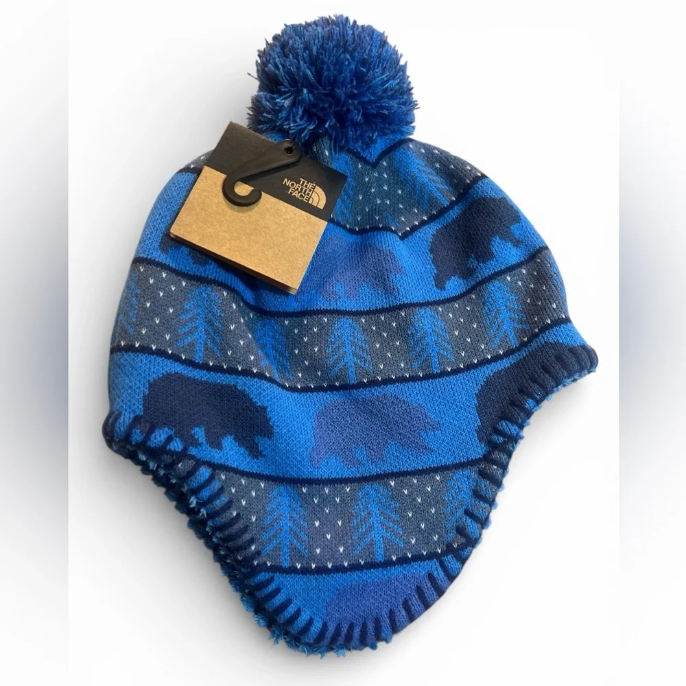 The North Face Kids Blue Bear‎ Pattern Beanie Little Faroes Beanie Lake Blue Med