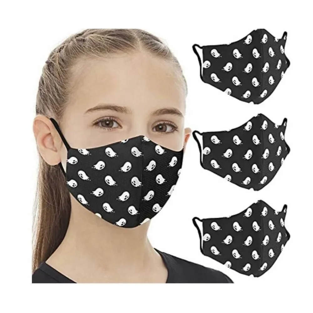 New in Package Youth Kids Ojos Halloween Ghosts Spooky Face Masks 3 Pk Unisex