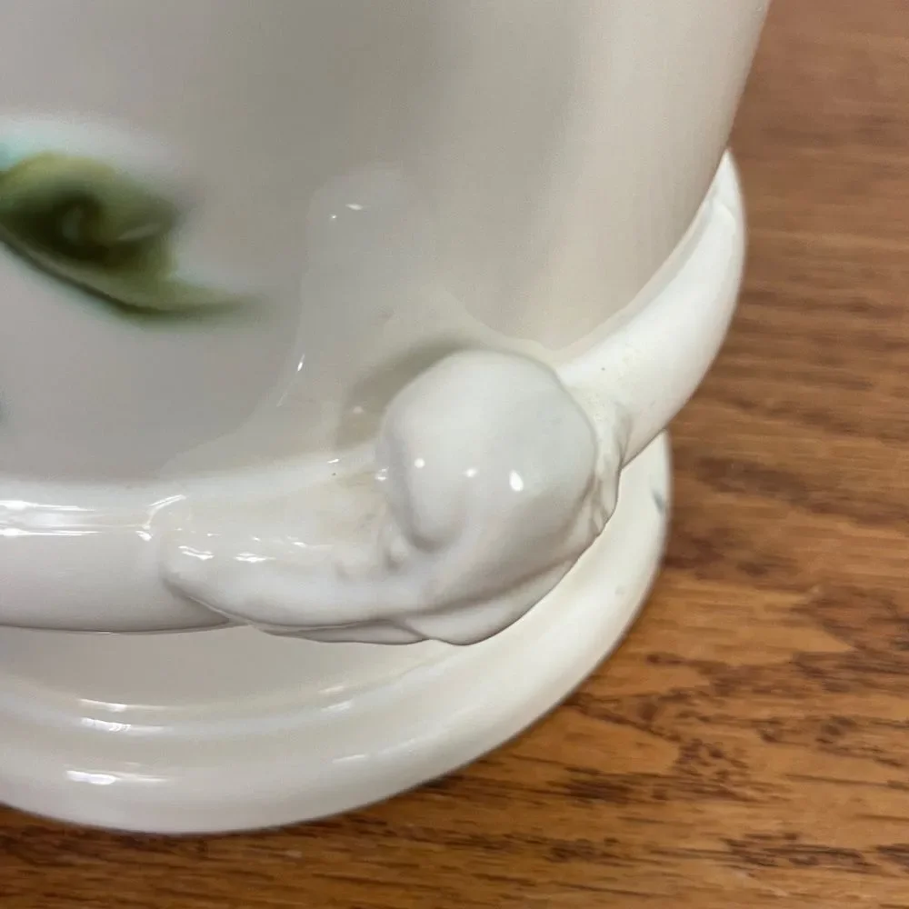 Hull Pottery Planter, Tokay Tuscany grapes design, Cache Pot white green handles