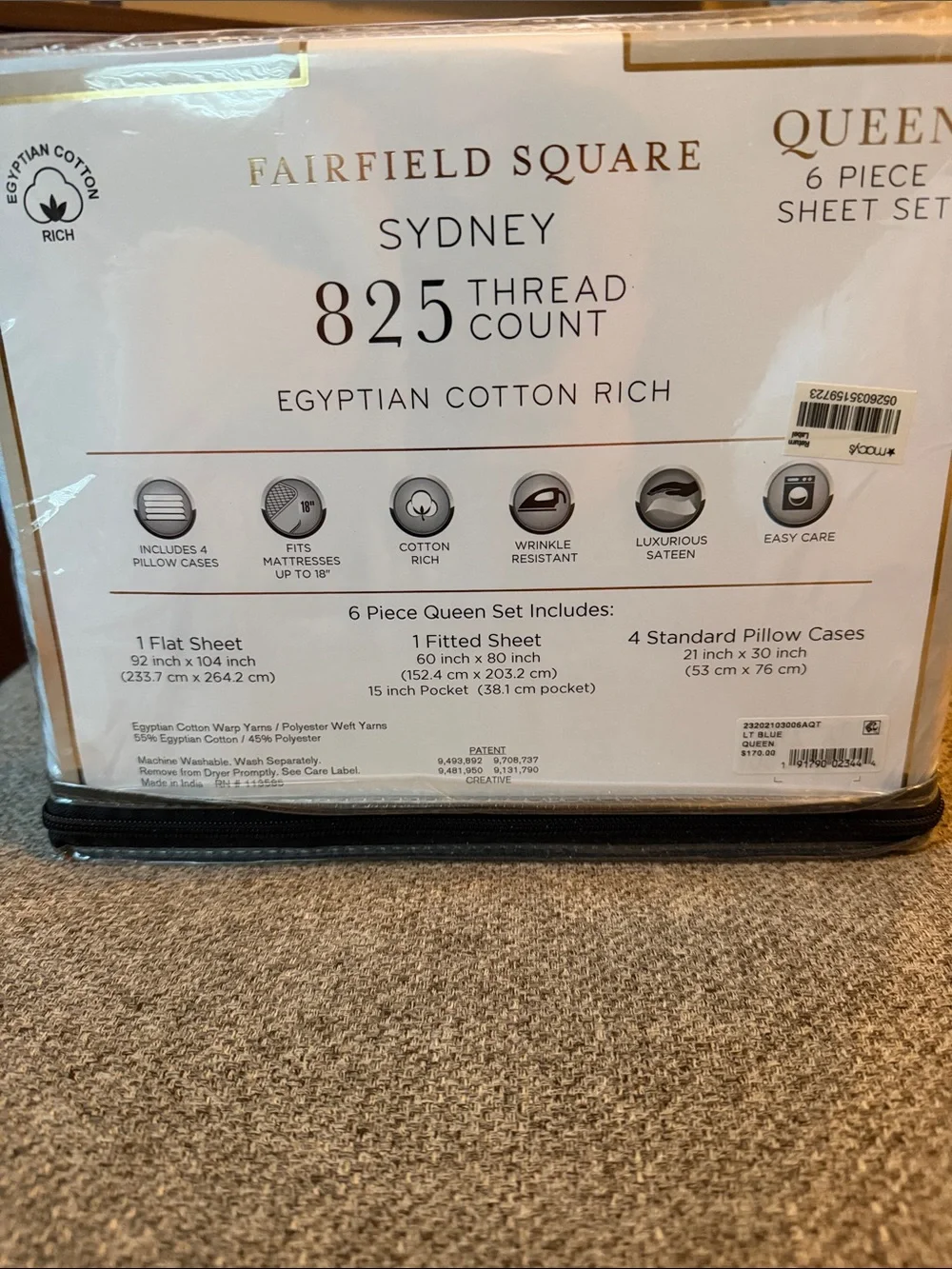 Sydney 825-Thread Count Queen Sheet Set - White