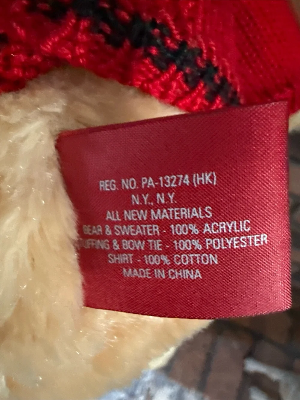Ralph Lauren Tan Plush Bear with Red Label Accent