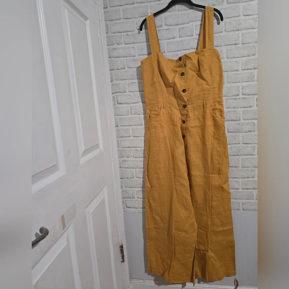 NEW Reformation‎ Tyler Jumpsuit Ochre Mustard Yellow size 12