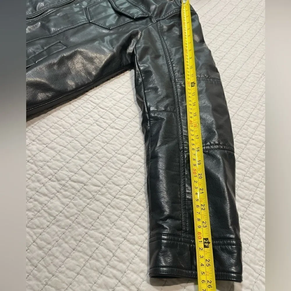 Levi's Black Leather Hoodie Sweatshirt Jacket Size M