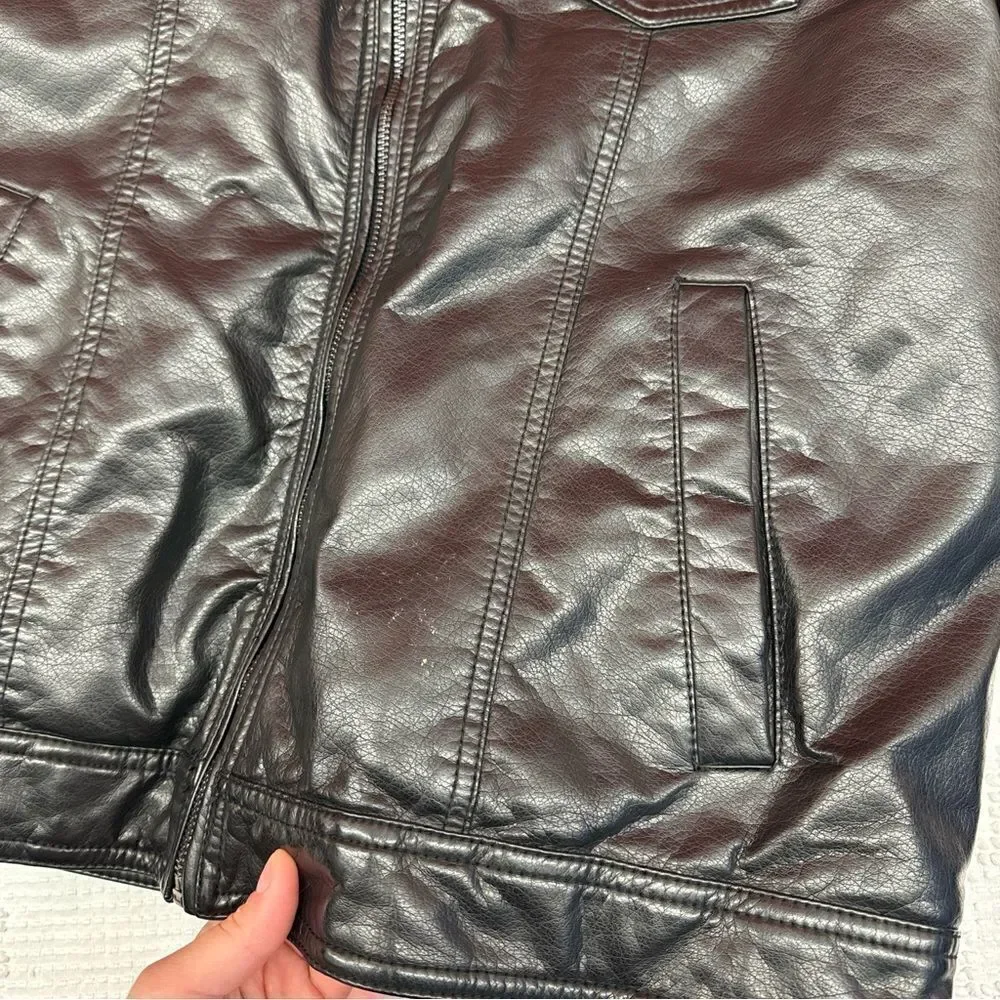 Levi's Black Leather Hoodie Sweatshirt Jacket Size M