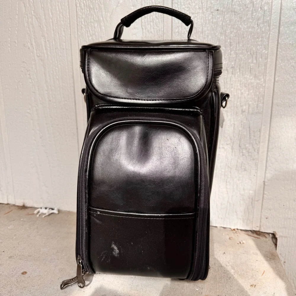 Legacy‎ Picnic Tools Black Faux Leather Insulated Carry Bag w/ Cheese Board Y2K