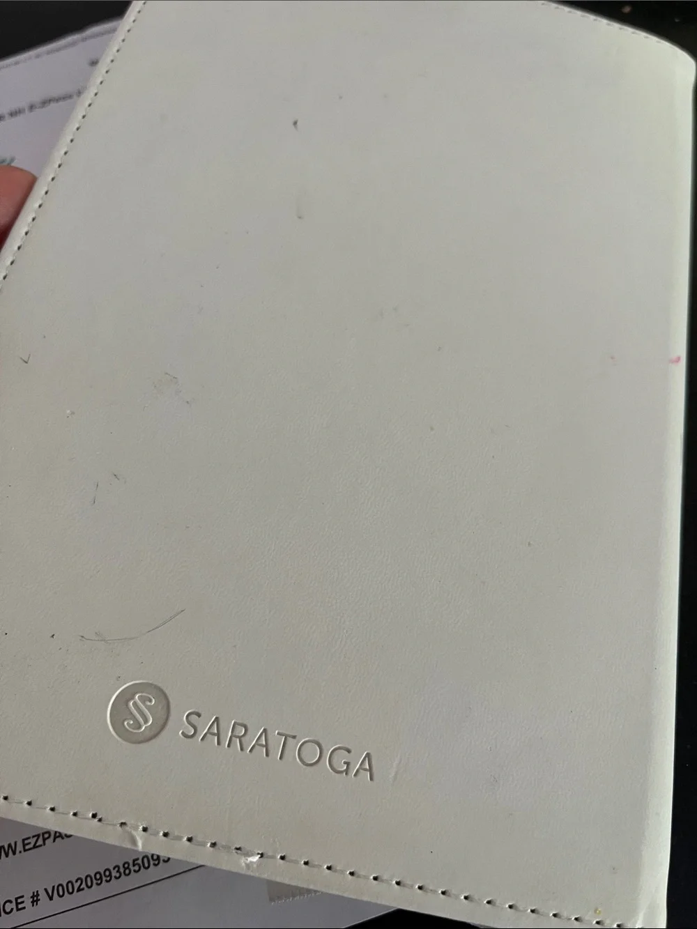 White Journal Notebook SNHU ivory Saratoga leather journal w/ pen
