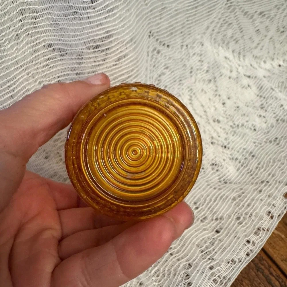 Vintage Amber Hobnail Glass Votive Candle Holder Retro Honey Gold 2.5x2.25