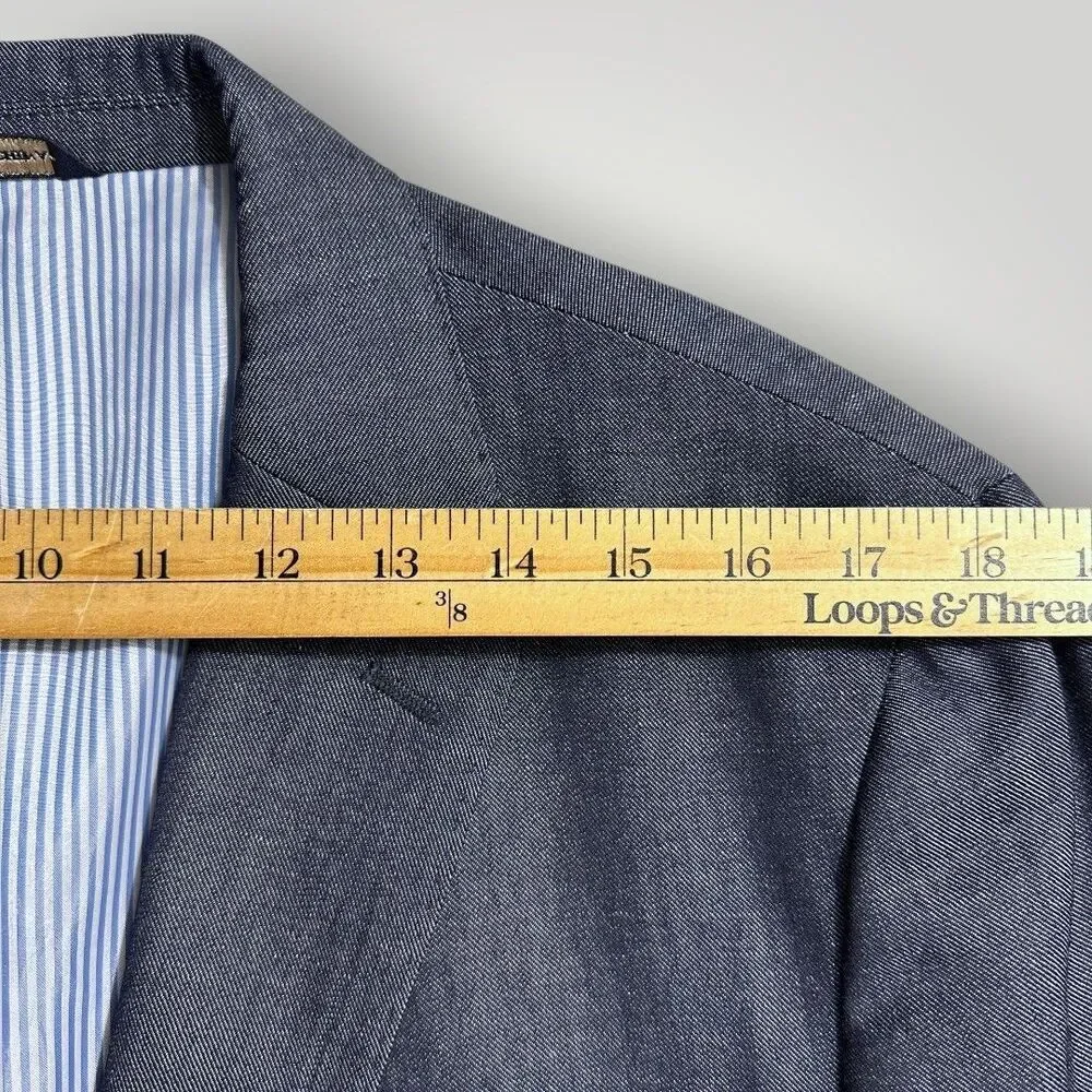 BANANA REPUBLIC Tailored fit Mens Blazer 44R Sport Coat Jacket WOOL/LINEN Navy