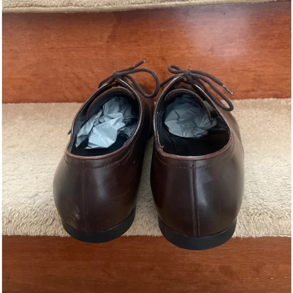 Authentic Gucci Brown Leather Oxfords Men Size 9 In Excellent Condition