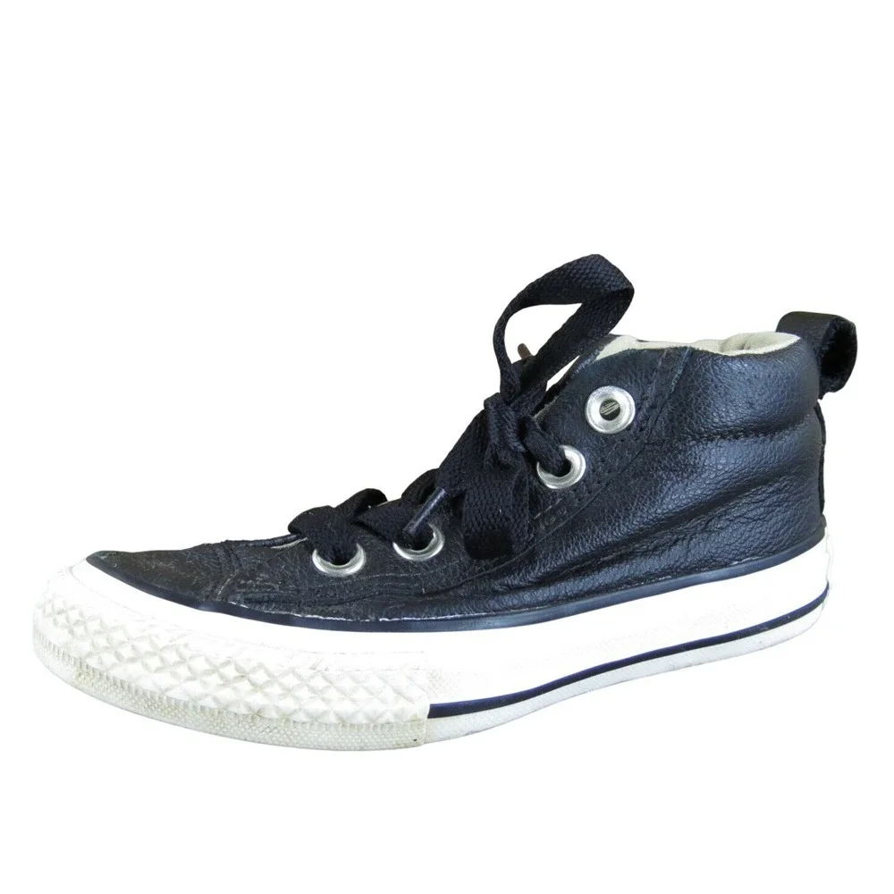 Converse All Star Leather High Top Sneakers Black Kids Shoes‎ 10.5 Toddler