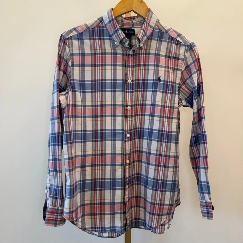 Ralph Lauren Boy’s Plaid Long Sleeve Button-Down Shirt Size L Multicolor Casual