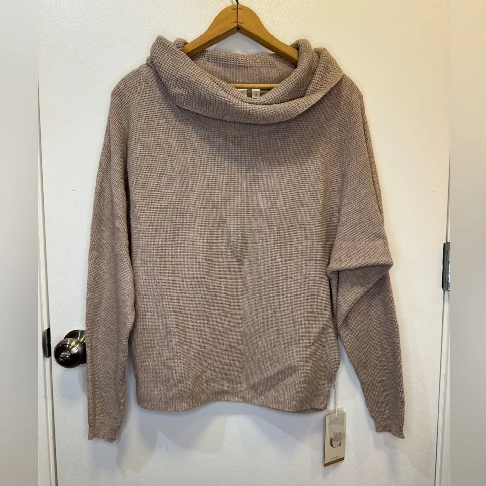 Cyrus Tan Cowl Neck Sweater with Relaxed Fit Women’s Size Small