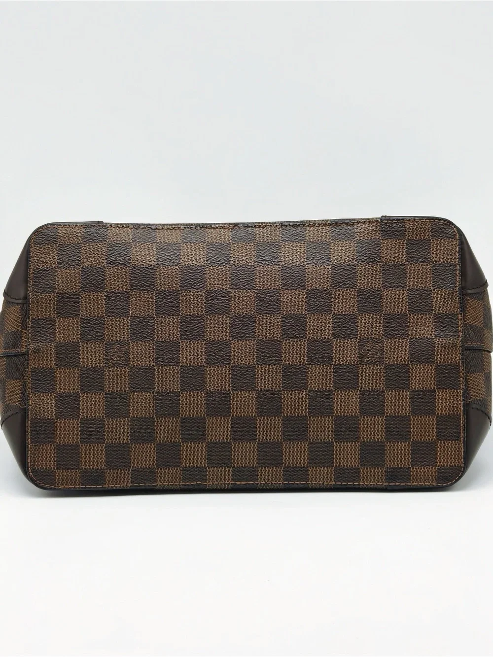 Louis Vuitton Brown Checkered Canvas Tote with Dark Brown Trim and Red Interior