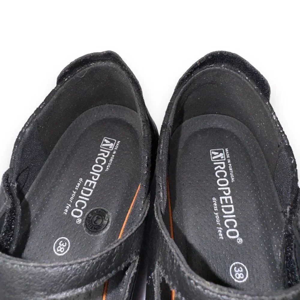 Arcopedico‎ Cosmo Flower Mary Jane Loafers Black / Silver Women's 7