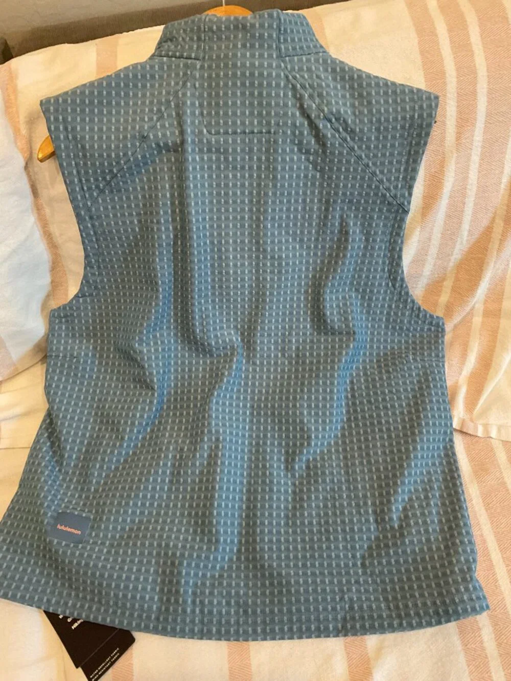 lululemon Water-Repellent Fleece Hiking Vest | Blue Grid Print | Size L | NWT