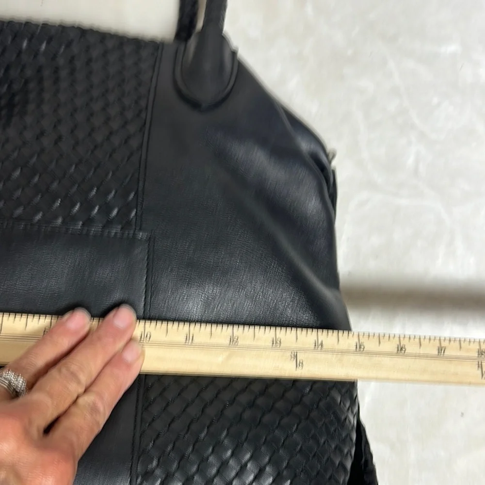 PATRICIA NASH SLOUCHY DISTRESSED  3 WAY WEAVE PALOMA HANDBAG  Black with Dustbag