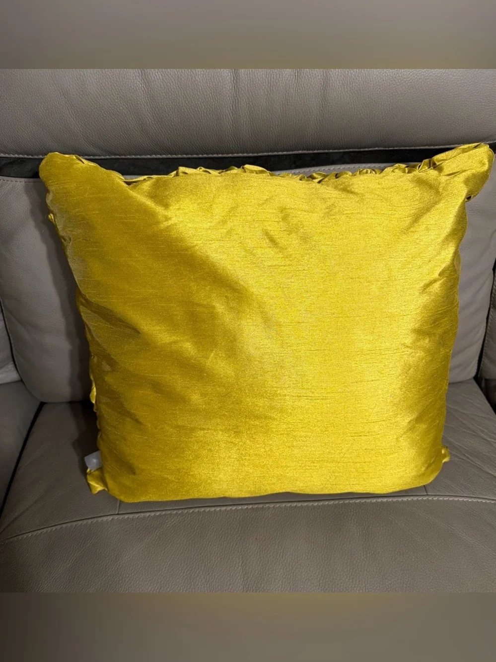 Decorative Ruffled Accent Pillow in Mustard Yellow