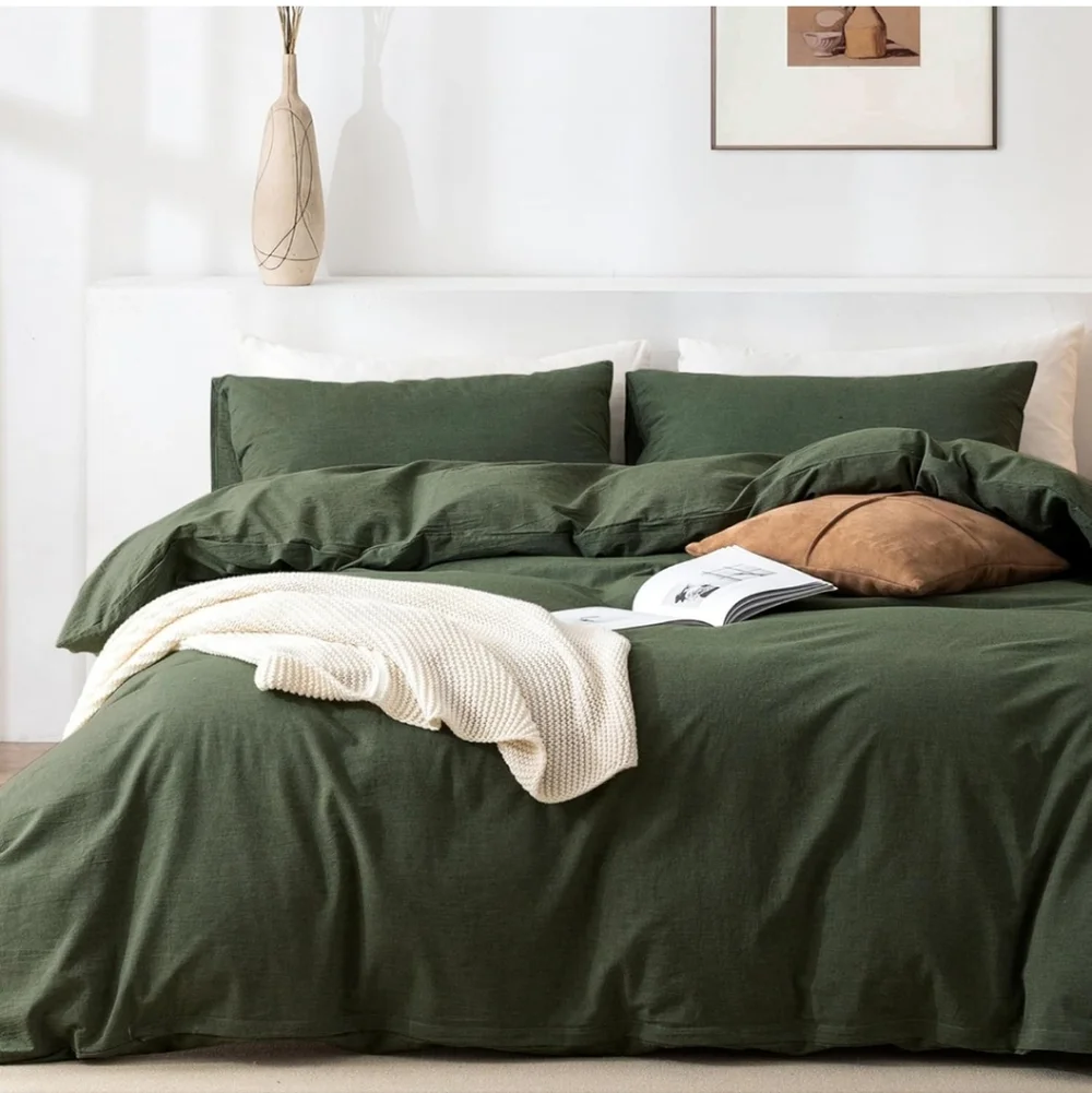 King Duvet Cover Set- 100% Washed Cotton 3 Pcs Soft Comfy Breathable Chic